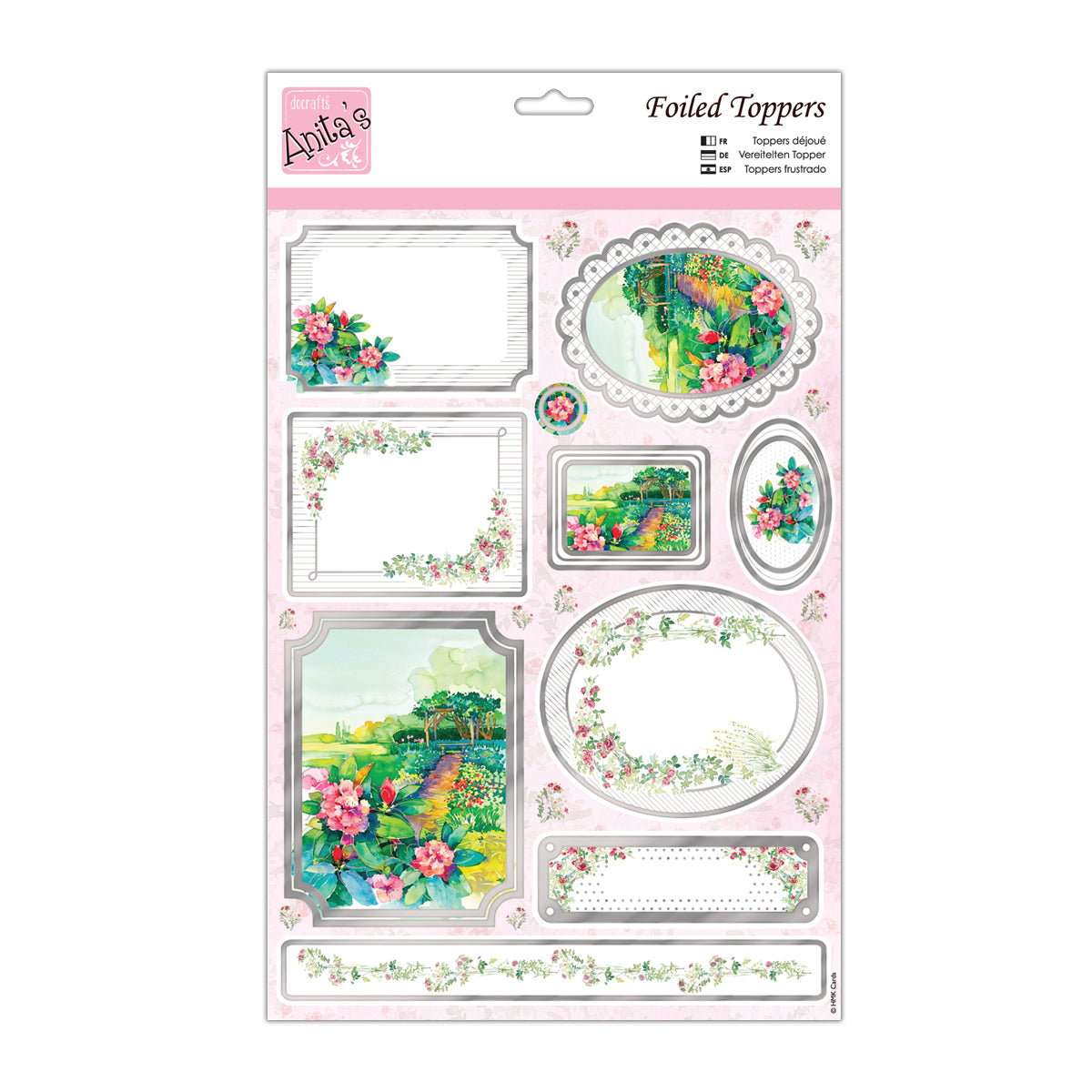 Anita's Foiled A4 card toppers & paper - Floral Scene