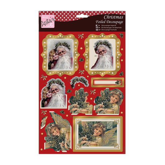 Anita's Christmas Foiled A4 decoupage sheet - Joyeux Noel
