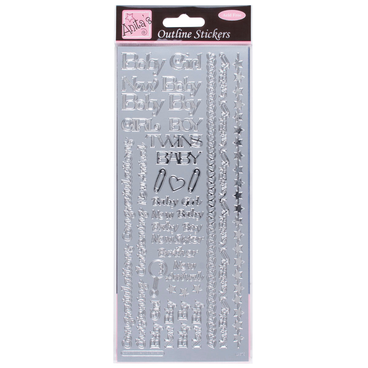 Anitas peel off outline stickers - New Baby silver