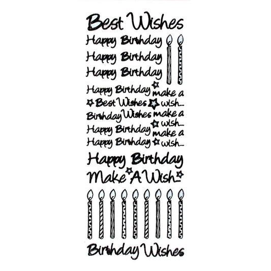 Glitterations craft stickers - Birthday wishes black