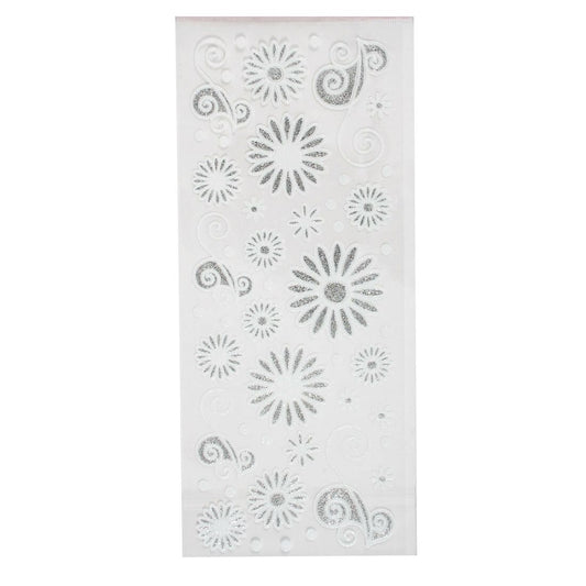 Glitterations craft stickers - Flowers white