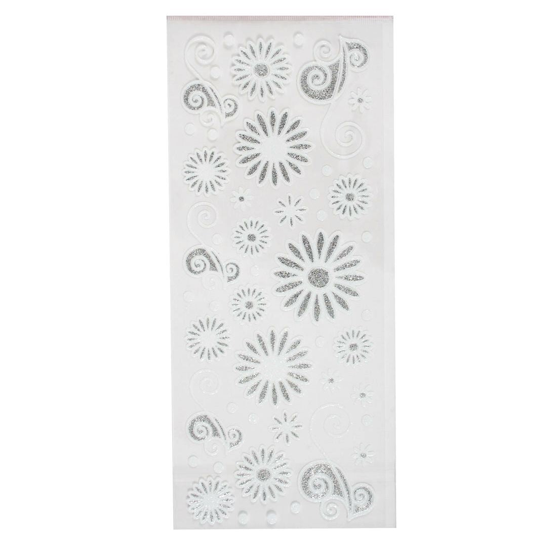 Glitterations craft stickers - Flowers white