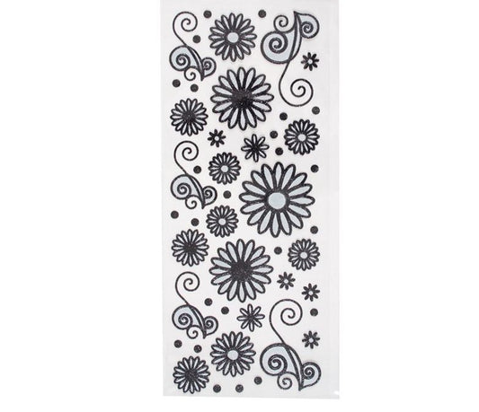 Glitterations craft stickers - Flowers black