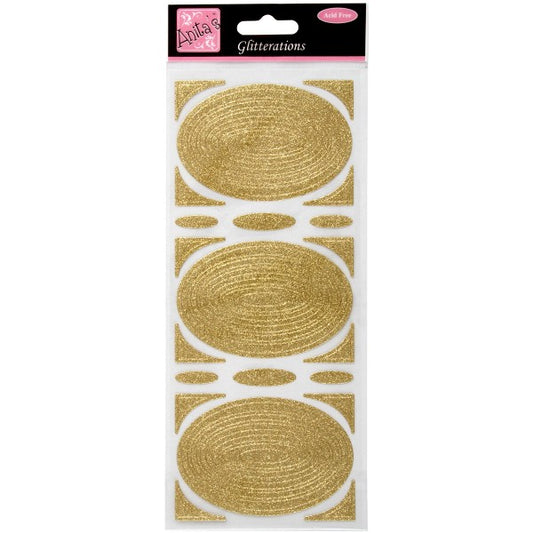 Glitterations craft stickers - Oval frames gold