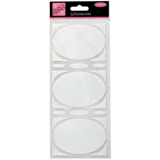 Glitterations craft stickers - Oval frames white