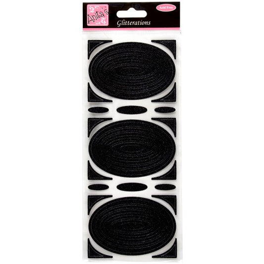 Glitterations craft stickers - Oval frames black