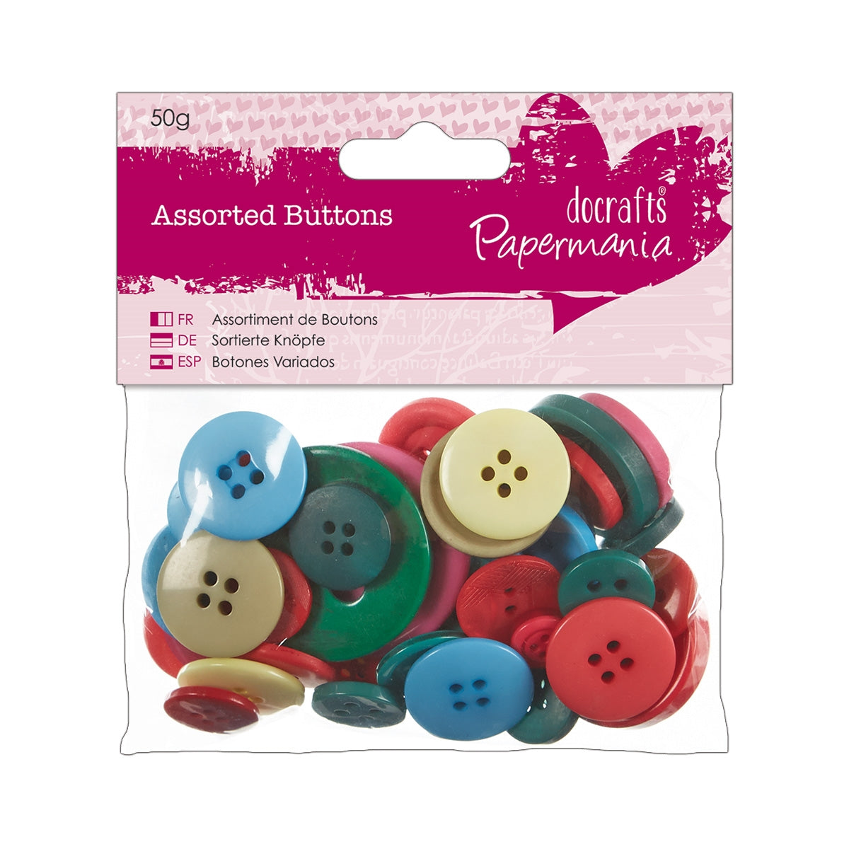 Papermania 50g Assorted Buttons - Brights