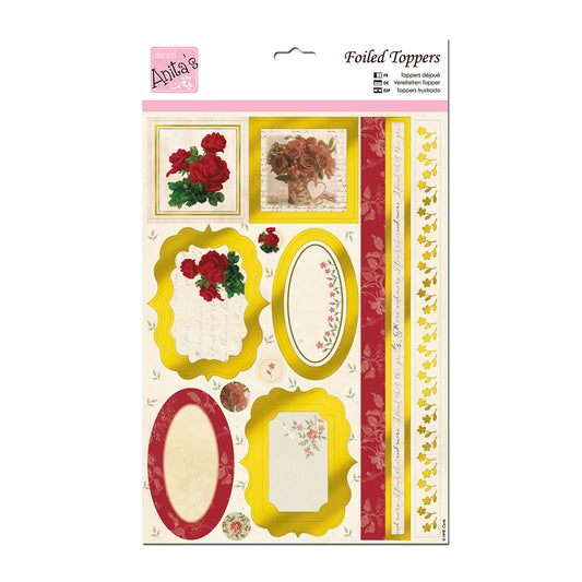 Anita's Foiled A4 card toppers - Antique Roses