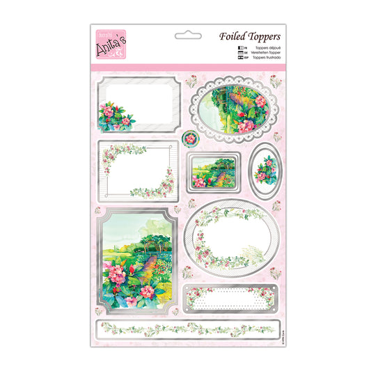 Anita's Foiled A4 card toppers & paper - Floral Scene