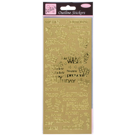 Anitas peel off outline stickers - Special Birthday Wishes gold