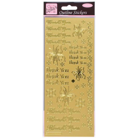 Anitas peel off outline stickers - Thank You Gold
