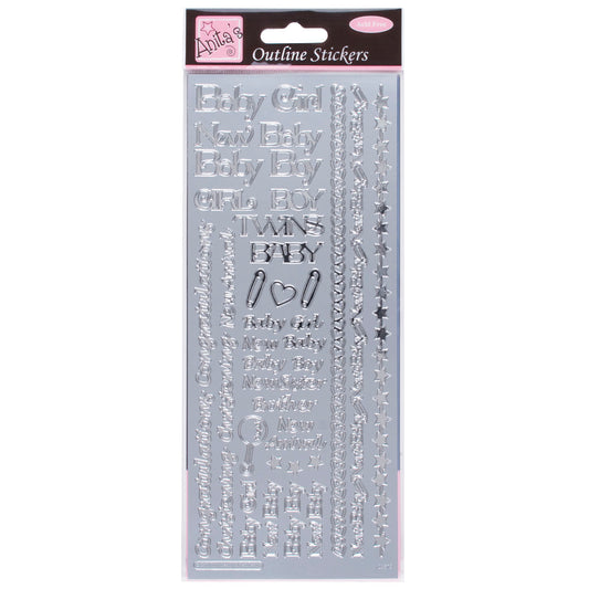 Anitas peel off outline stickers - New Baby silver