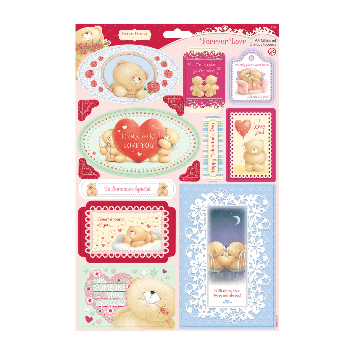 Forever Friends A4 card toppers - Forever Love