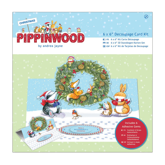 Pippinwood Christmas Tidings 6 x 6 decoupage card kit