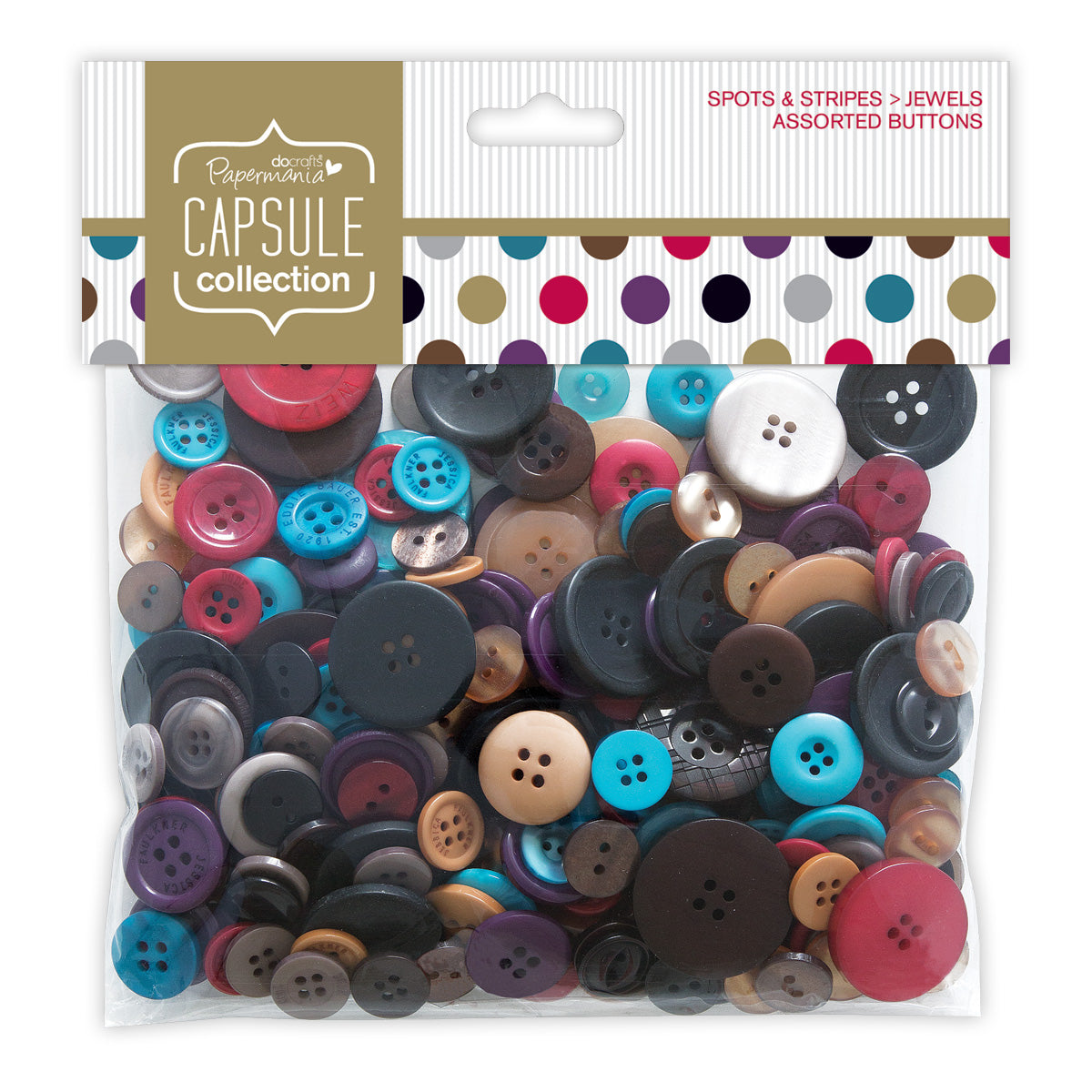 Papermania Button Pack - Spots and Stripes Jewels