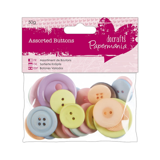 Papermania 50g Assorted Buttons - Pastels