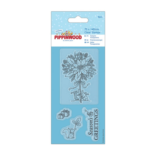 Pippinwood Christmas Clear Stamps - Poinsettia
