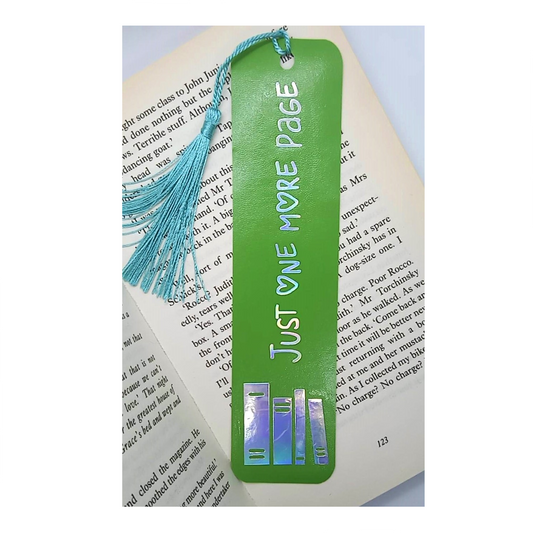 PU (imitation) leather bookmark - Just one more page