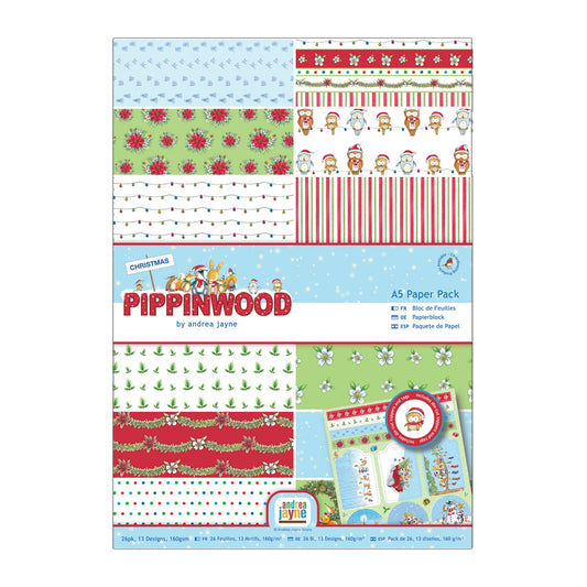 Papermania Pippinwood A5 paper pack - Christmas