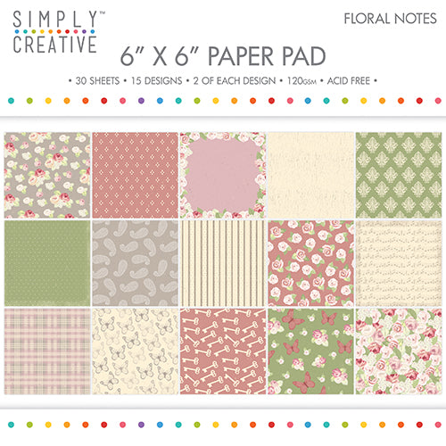 Simply Creative 6 x 6 paper pack - Floral Notes