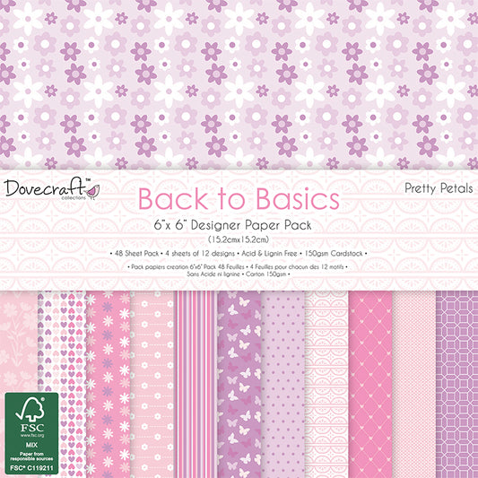 Dovecraft Back to Basics Pretty Petals 6 x 6 paper pack